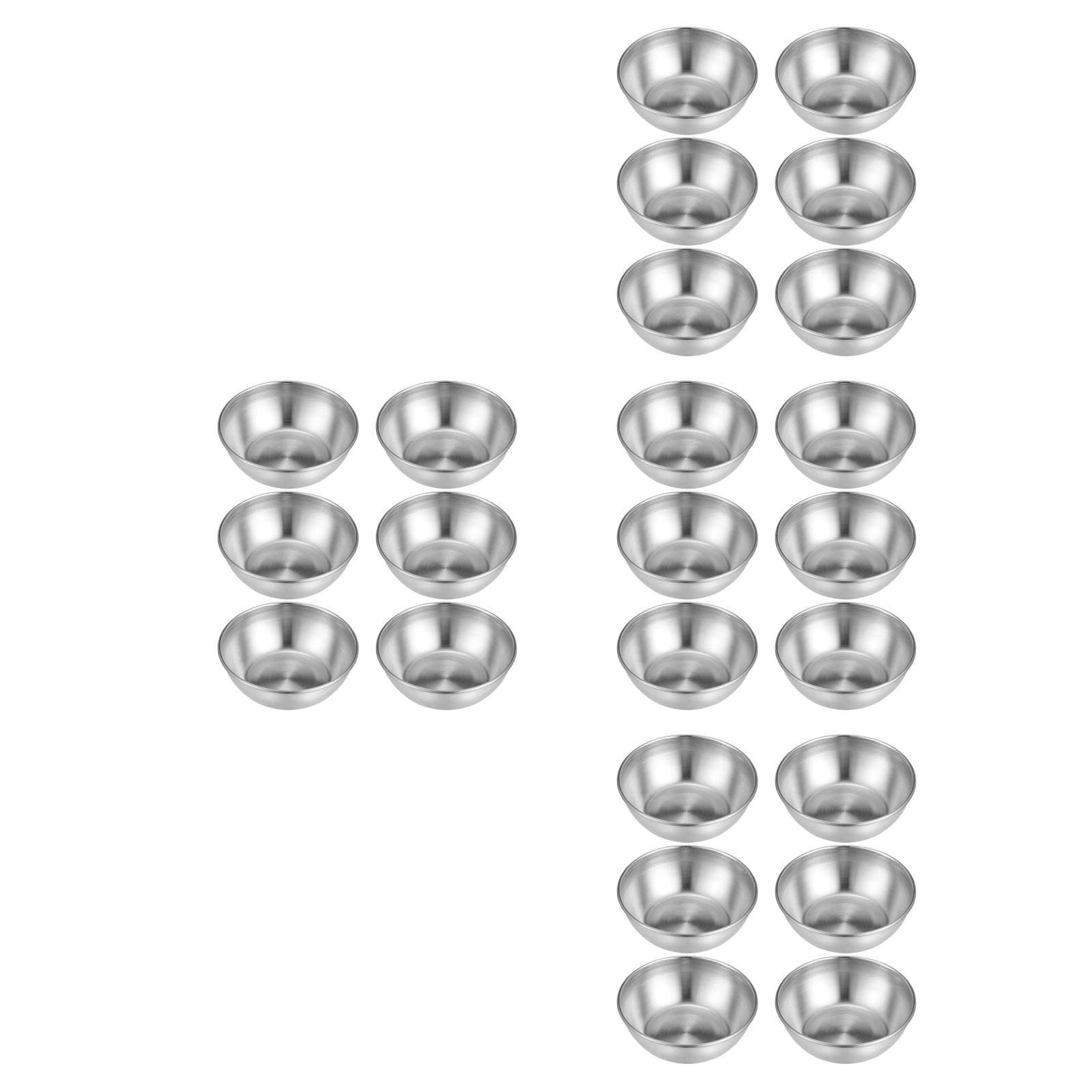 Didiseaon 4 Set Mini Piatti Tazze Di Salsa Di Immersione Cibo Insalatiera Insalatiere Contenitori Scatole Per Condimenti Piccole Scatole Di Condimento Acciaio Inossidabile Silver 6 Pezzi * 4