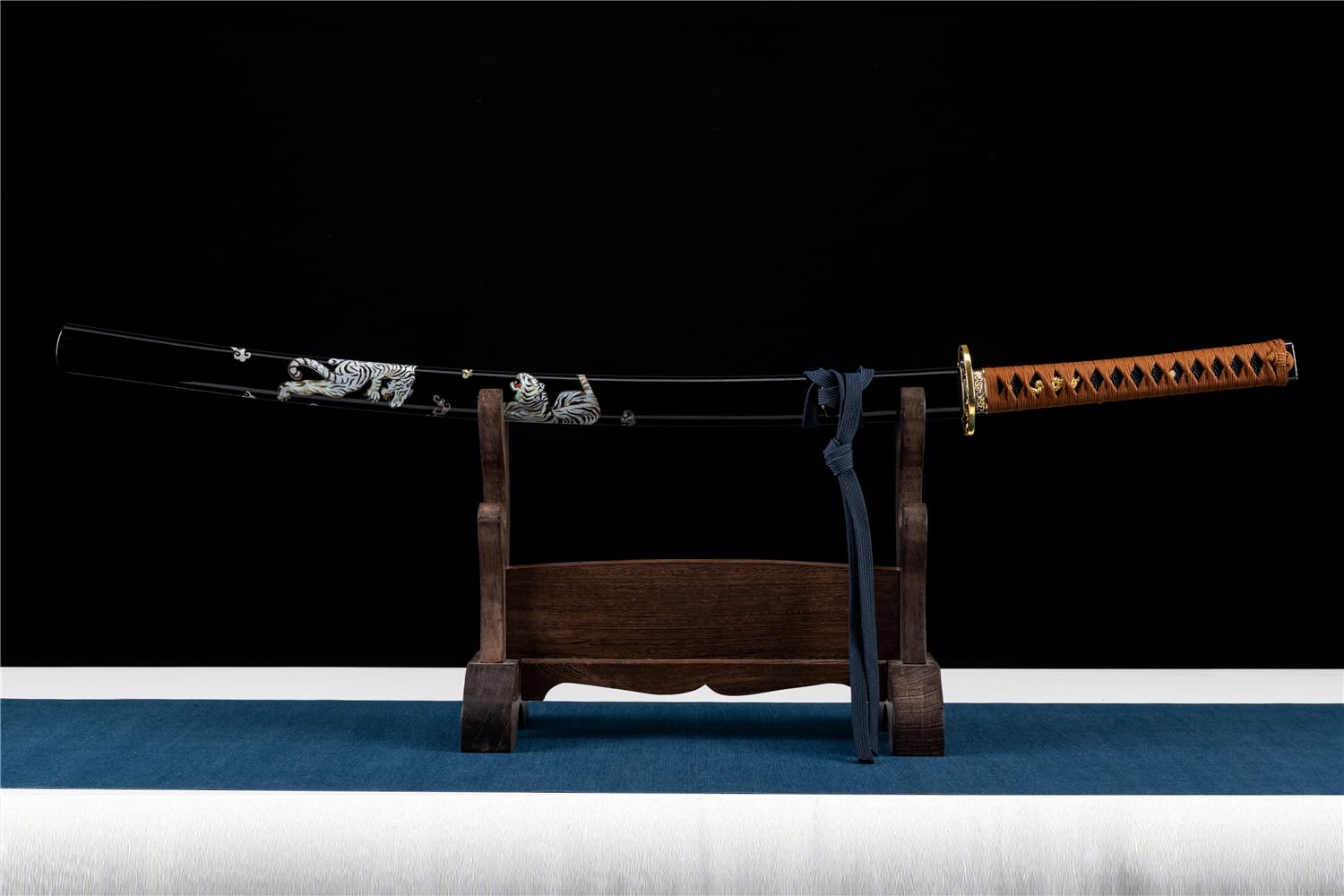 HERO SWORD-Tiger Katana Combat Ready1095 Higg Carbon Steel Full Tang Blade Samurai Sword Very Sharp Authentic Japanese Weapons Cool Sword Best Gift for Mens,Brown Black