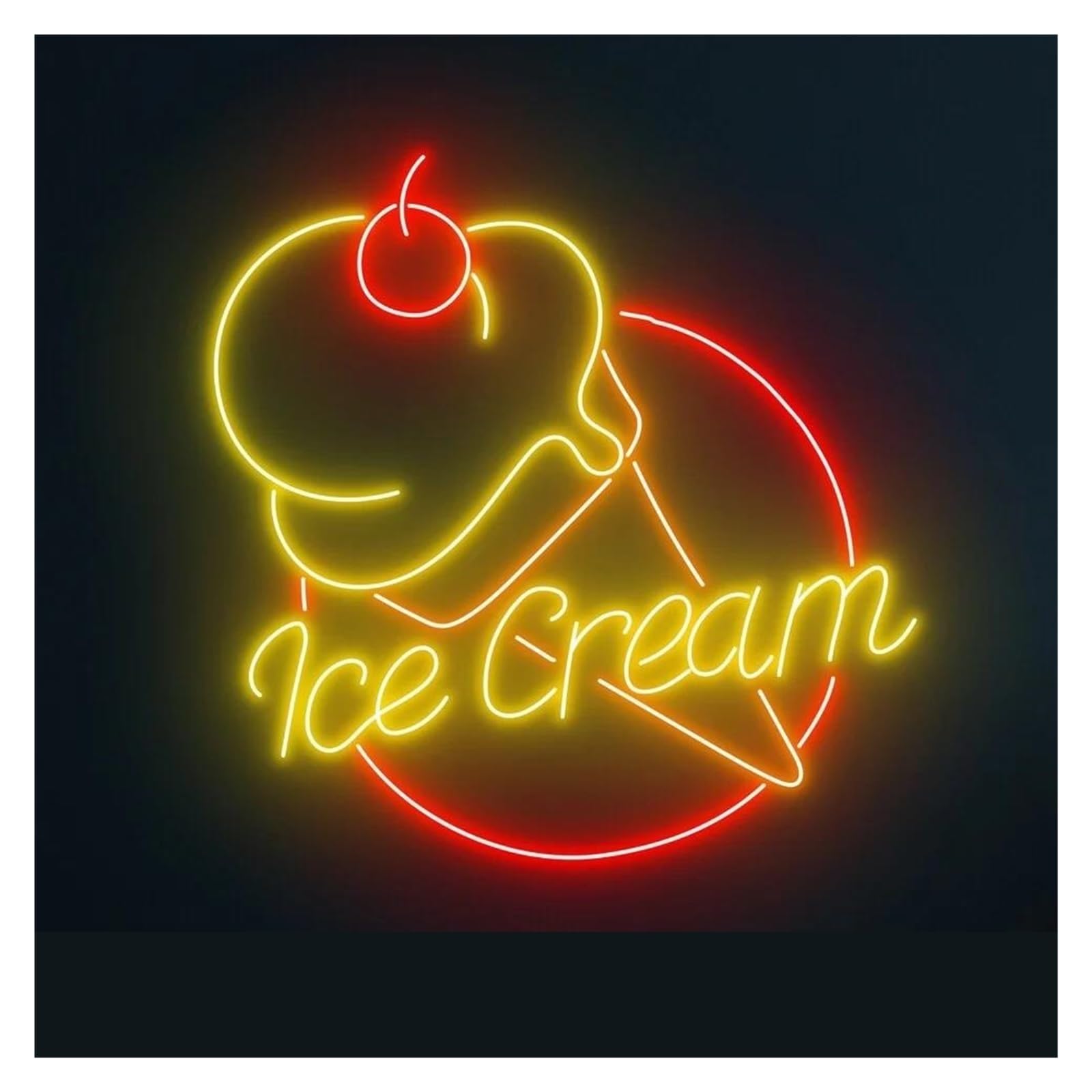 LEMST Sign Lamp Ice Cream Neon Sign Cone Shop Wall Decor USB Powered Dessert Shop Convenience Stores Night Light 38cm