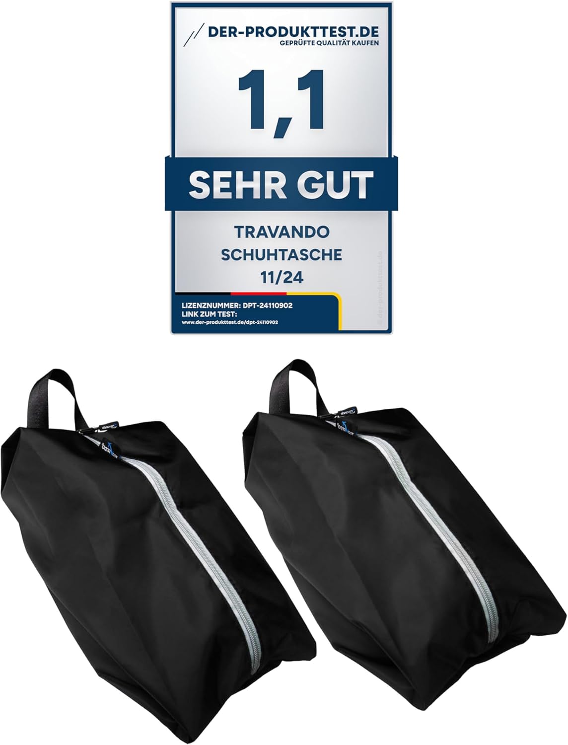 TRAVANDO Lot de 2 Sacs à Chaussures – Sacs à Chaussures de Voyage imperméables pour Valise – Pochette à Chaussures résistante à la saleté pour Voyage, Vacances – Sac à Chaussures pour séparer (Noir)