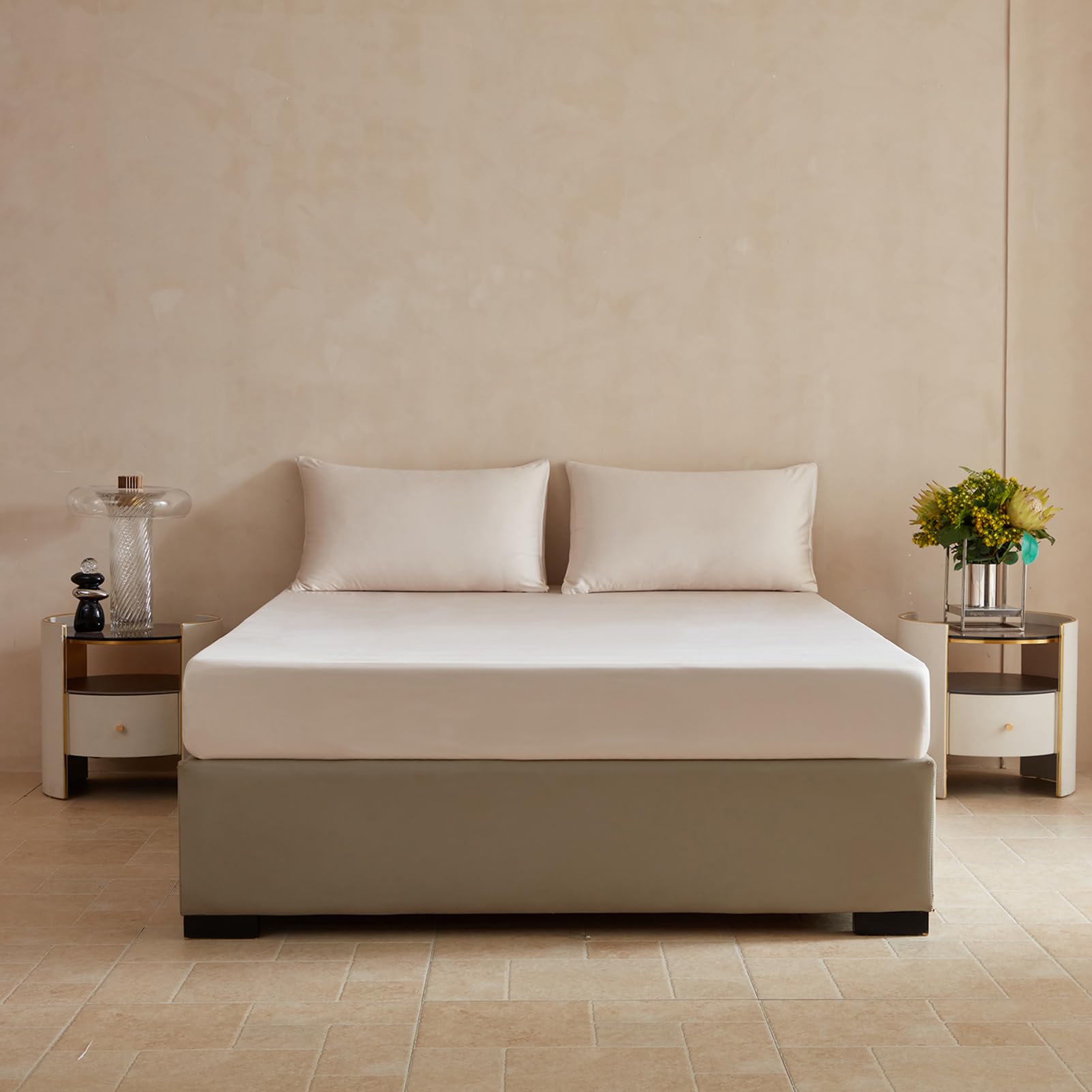 Protector de Colchón Bambú, Funda de Colchón, Funda Colchón Confortable y Antiácaros, Suave y Delicado, Transpirable, Antibacteriano, Hipoalergénico (Marrone Latte,150 × 200 cm)
