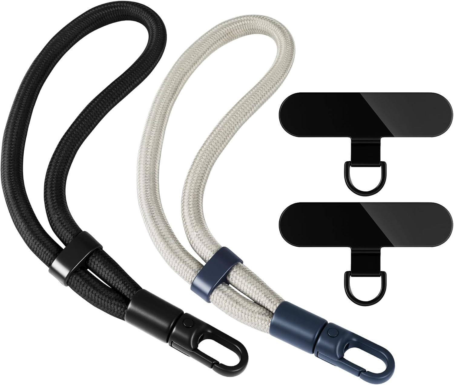 Zkptops 2 Pack Phone Wrist Strap Adjustable Cellphone Lanyard Hand Wrist Strap Lanyard with Tether Tabs Phone Wristlet for iPhone Universal Smartphones Case Patch Lanyards for Women Men (Black & Grey)