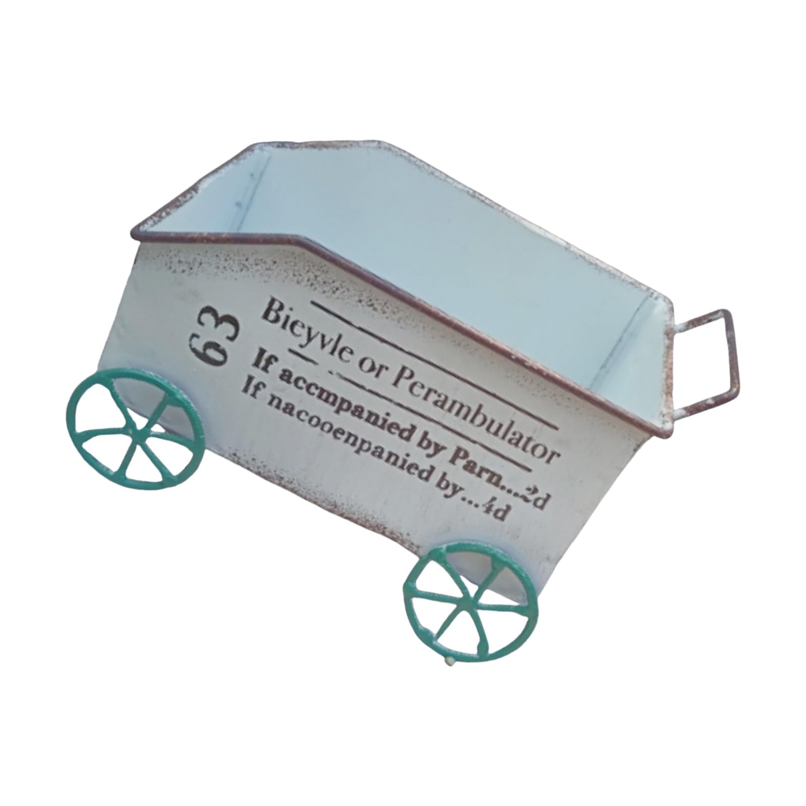 Hsioluted Iron Planter Cart for Backyard Patio, Decorative Garden Wheelbarrow Plant Container Iron Vintage Small Planter