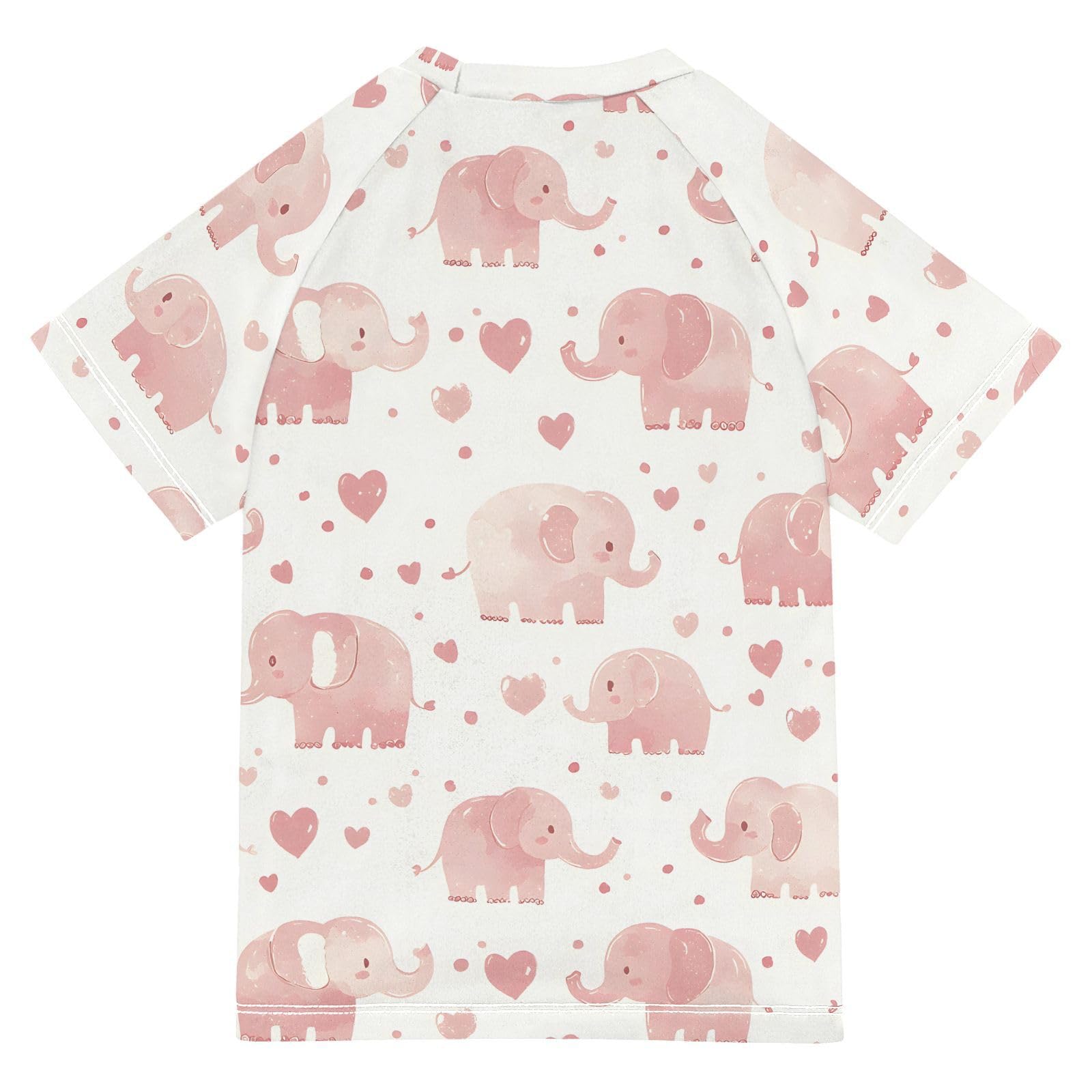 ALAZA Boys Swim Shirts Toddler Rash Guard Short Sleeve Rashguard Elephant Heart UPF 50+ 11-12T