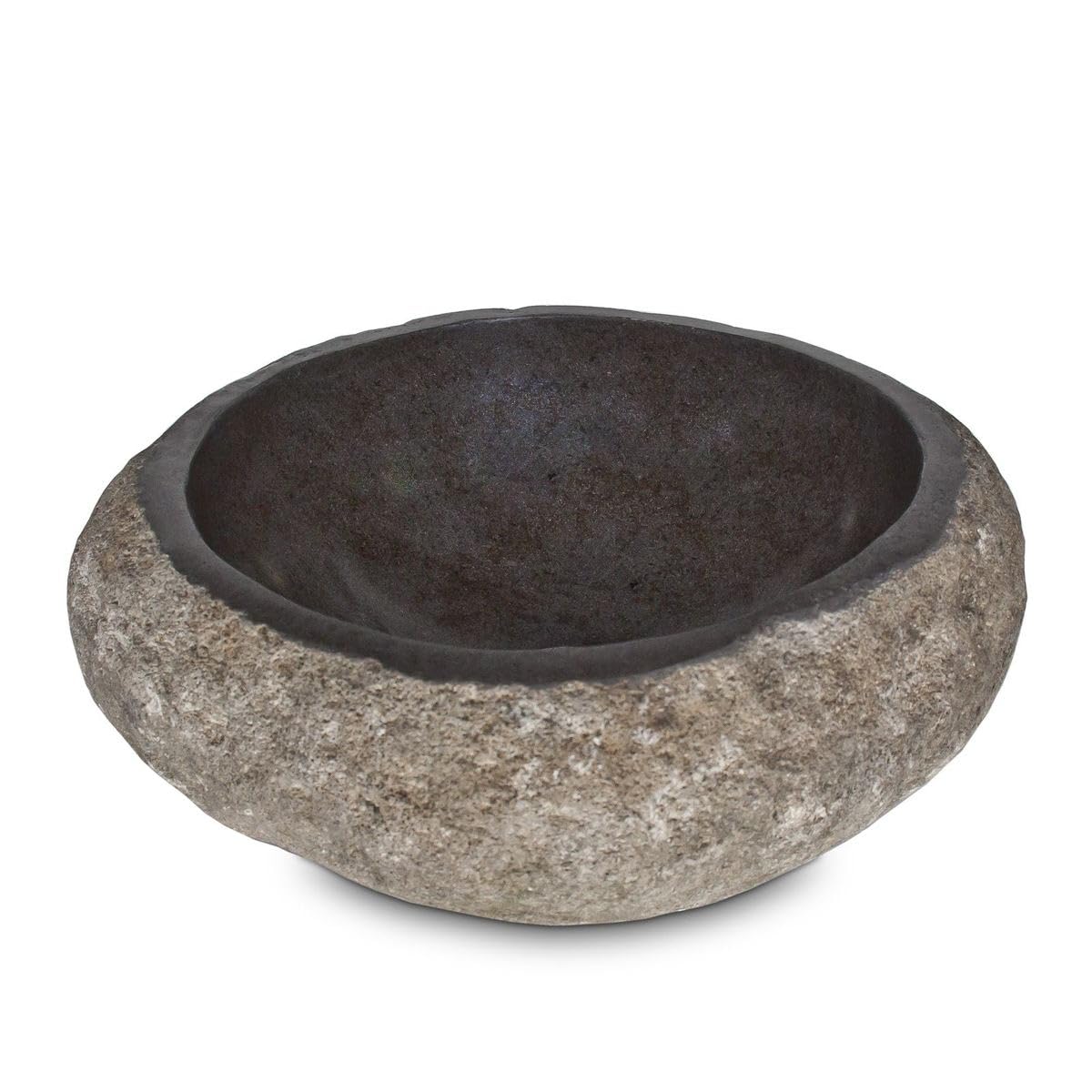 Top Serie Flussstein Handwaschbecken Naturstein Waschschale Stein Findling Natur Grau ca.40-45 cm