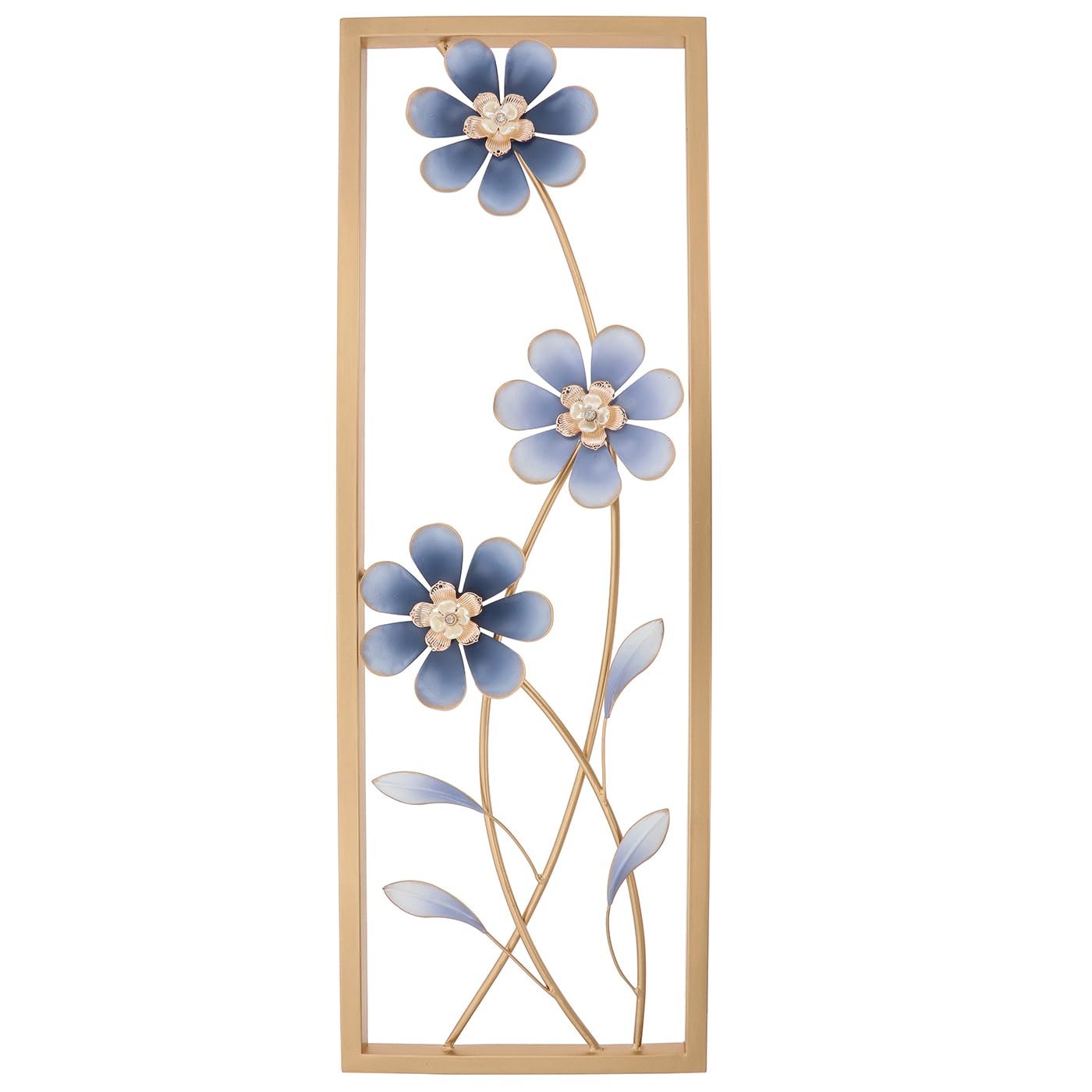 Shudehill Giftware Multicolour Blue Anemone Metal Floral Wall Art Panel Tall Right (Height 76.3 X Width 25.3 X Depth 1.9Cm)