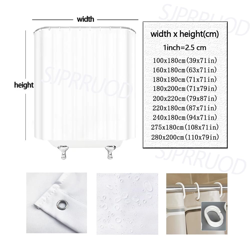 Alfombrilla de baño a Rayas Blancas, Cortina de Ducha Impermeable, decoración del hogar, Cortinas de baño Modernas de poliéster (182x214cm (72x84in))