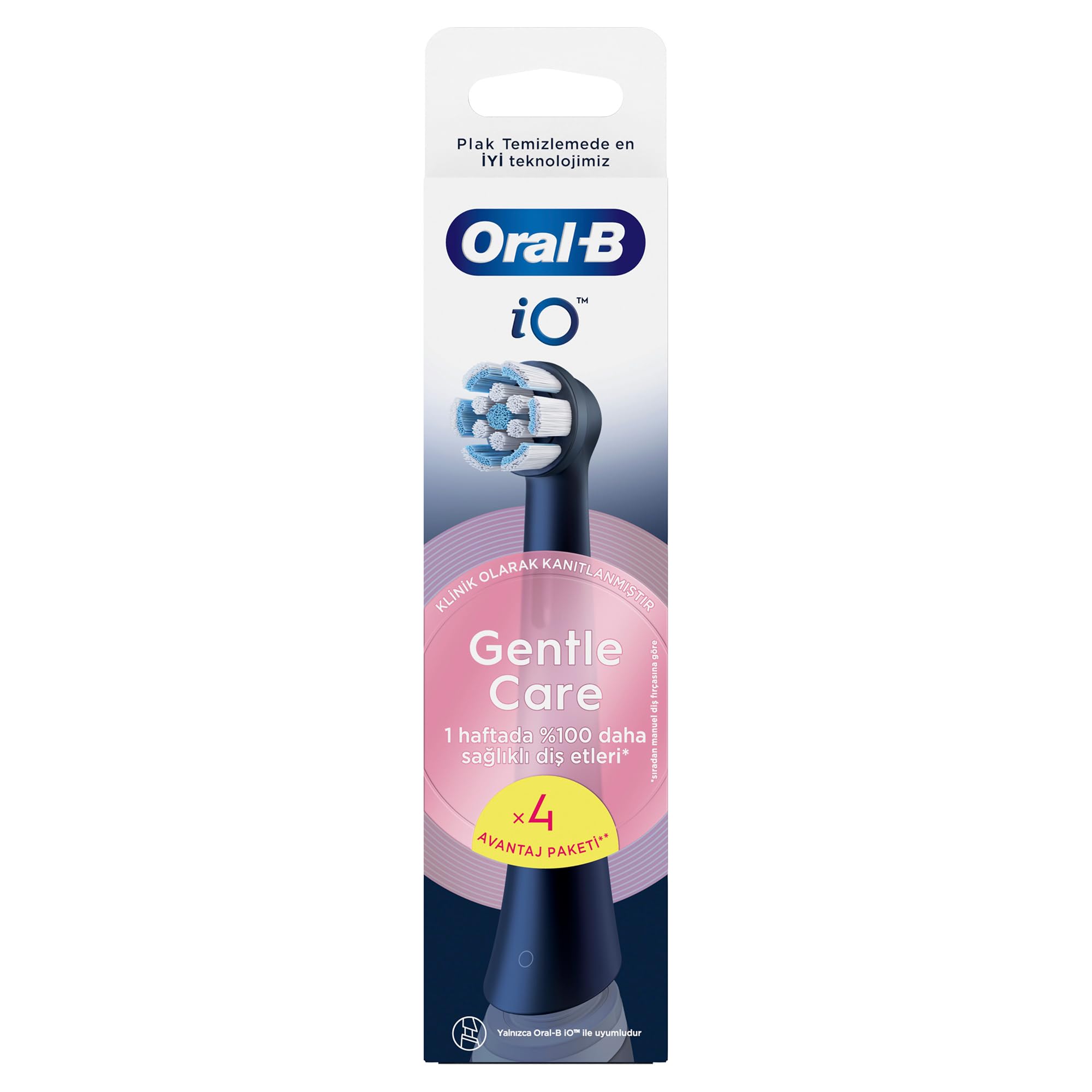 Oral-B iO 2 Şarjlı Diş Fırçası – Gece Siyahı + Oral-B iO Gentle Care Siyah Diş Fırçası Yedek Başlığı 4 Adet