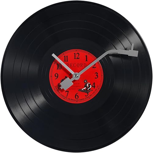 Miniatura 1 de Reloj de disco de vinilo con música de 12 pulgadas, reloj de disco de vinilo musical clásico con aguja de registro, reloj de pared decorativo para