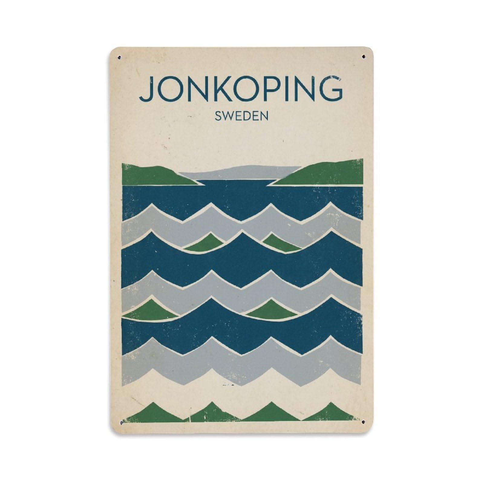 Sweden Jonkoping Vintage Travel Metal Tin Sign Plaque Wall Decor for Cafe, Club Bar, Office, Garden Metal Poster 8x12Inch
