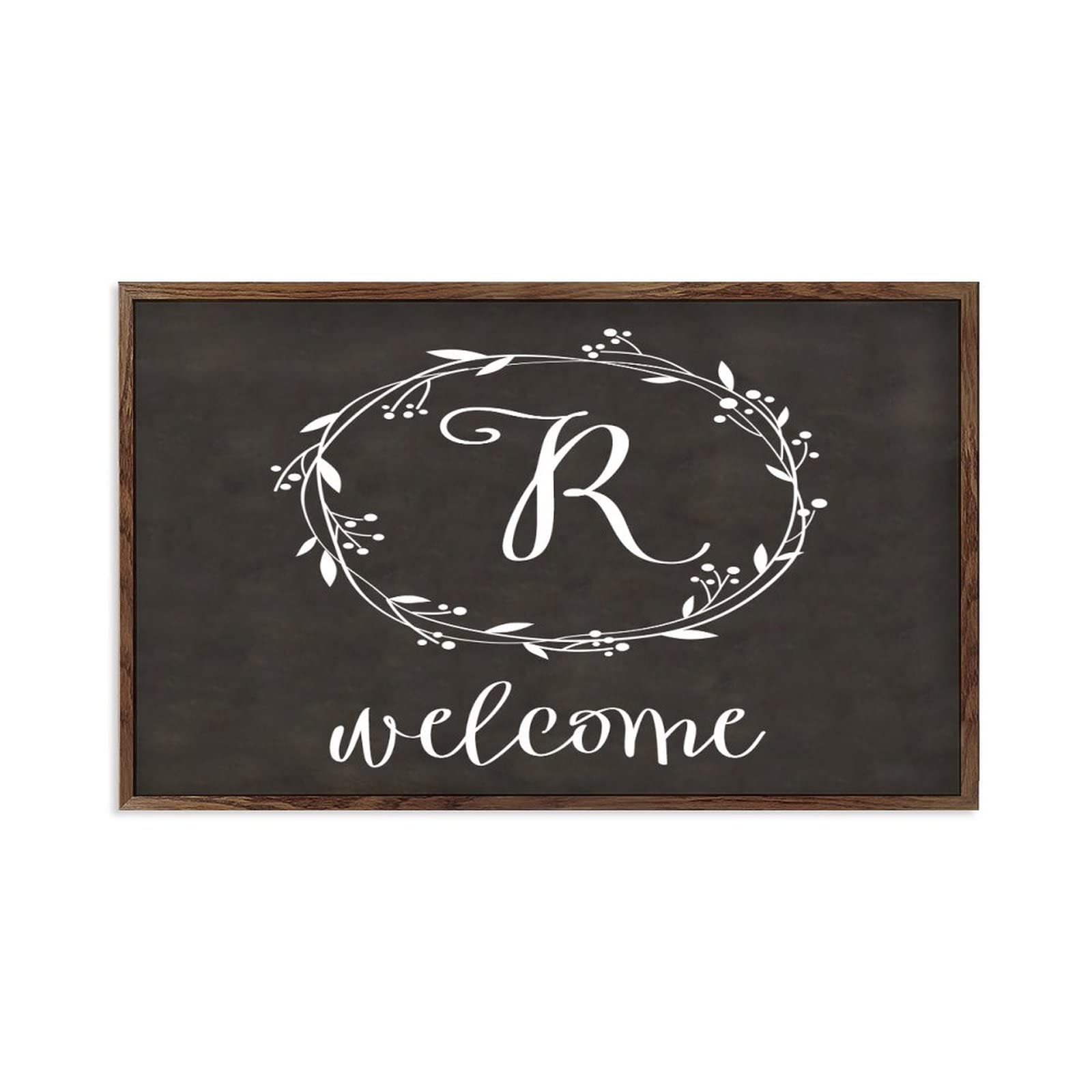 Plaque en bois rétro personnalisée avec initiale de nom de famille et style farmhouse