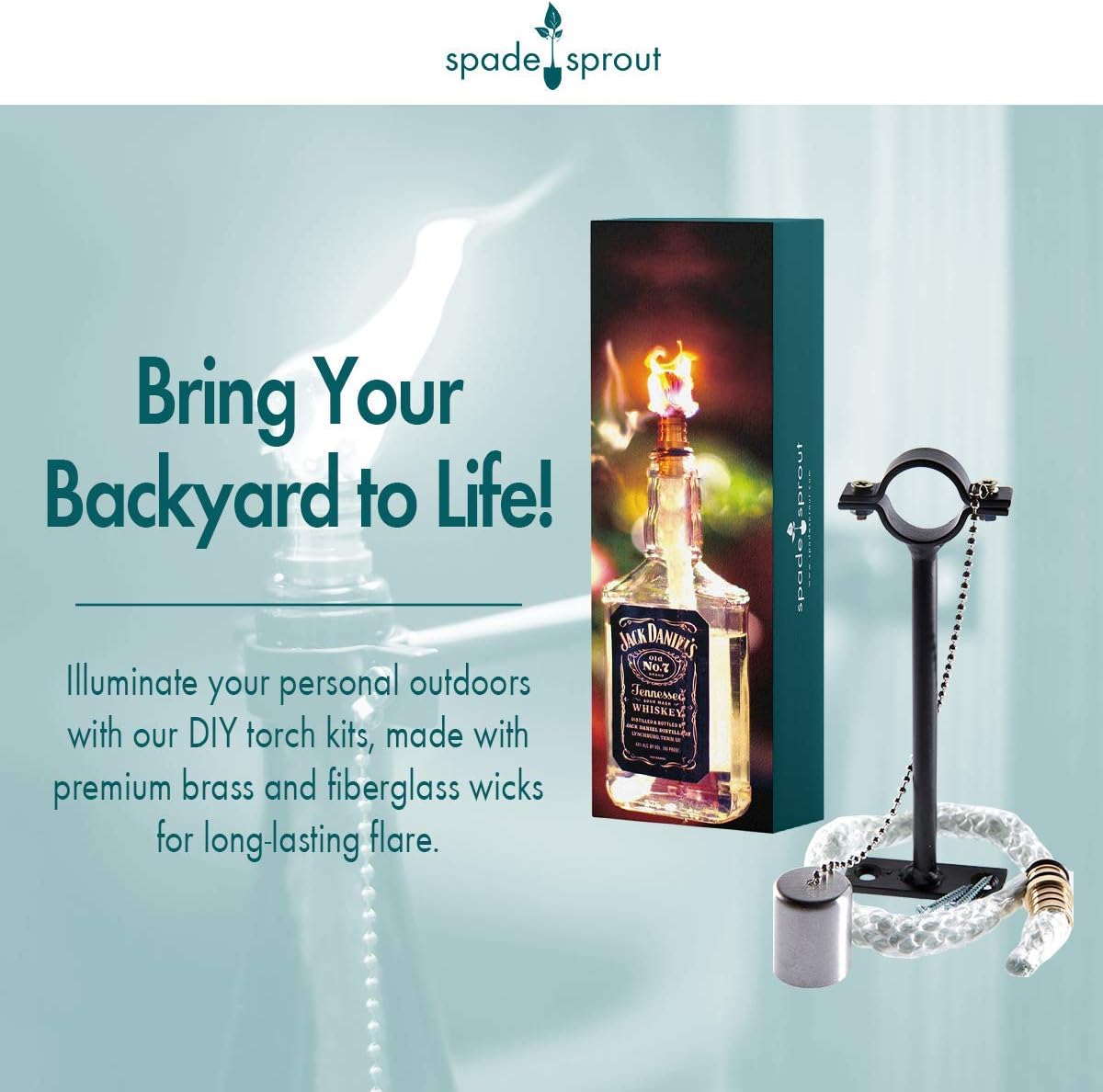 Spade Sprout Wine Bottle Tiki Torch Kit