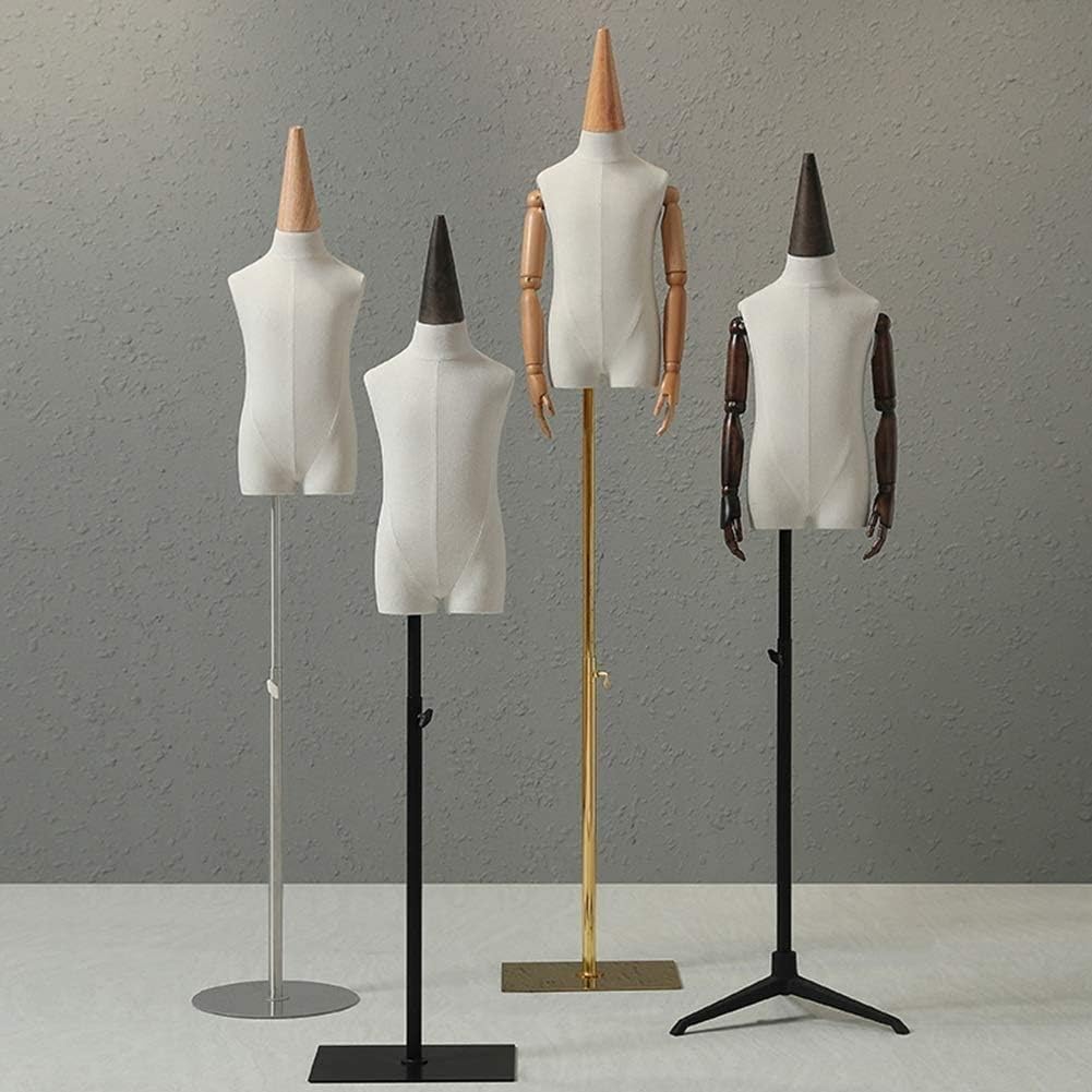 Tailors Dummy Mannequin Body Torso for 2-10 Years Kids Clothing Dress Form Display with Adjustable Height Base, Silver,Gold-3 Years