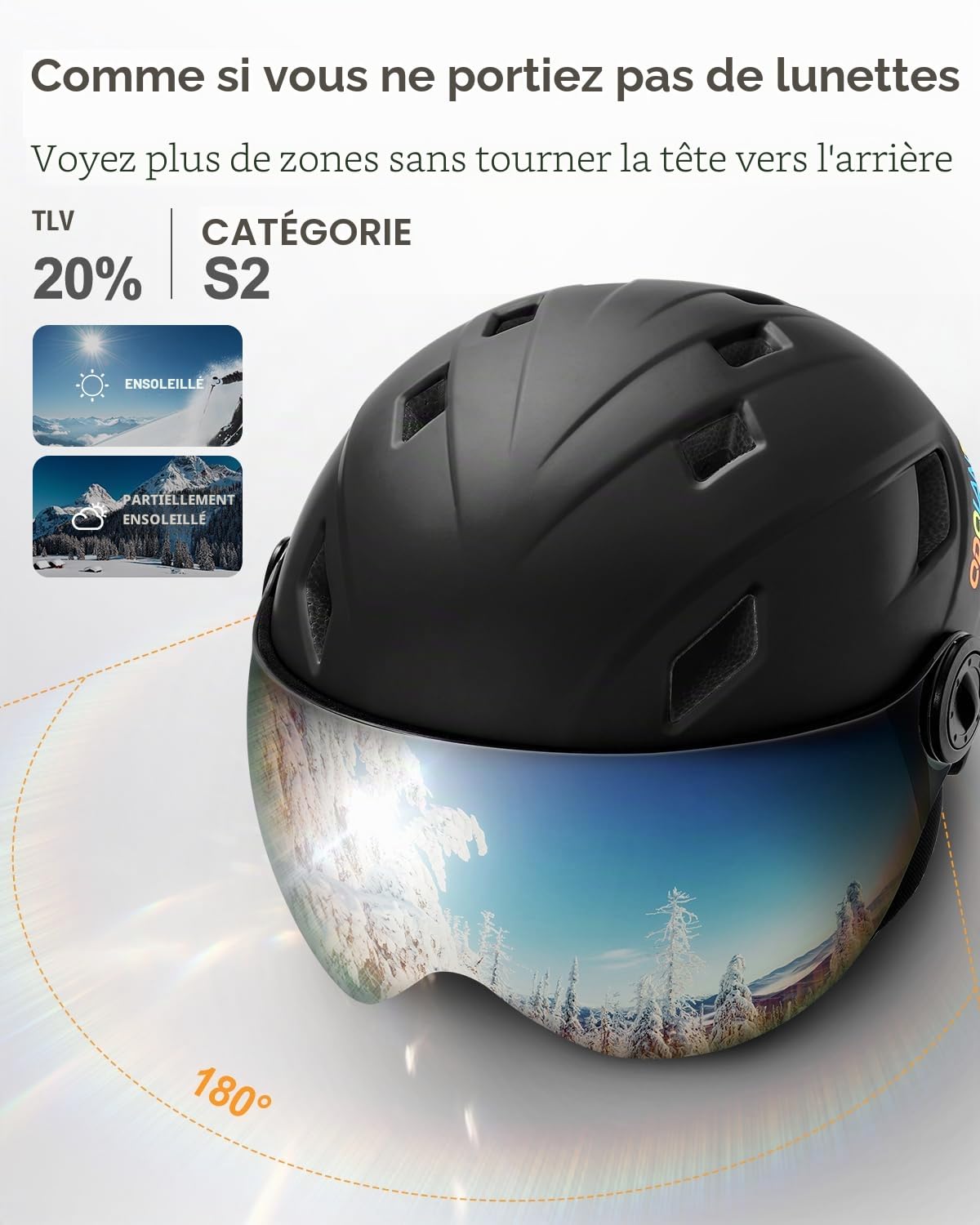 Odoland Casque de Ski avec Visière pour Enfants Graçons et Filles, Casque de Snowboard Réglable avec Boucle Magnétique pour Enfants de 3 à 12 Ans, pour Ski, Snowboard