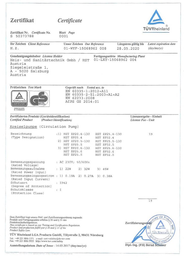HST | pompa grzewcza o wysokiej wydajności | pompa obiegowa | HST EP 25-60/180 mm | wysokość tłoczenia 6 m