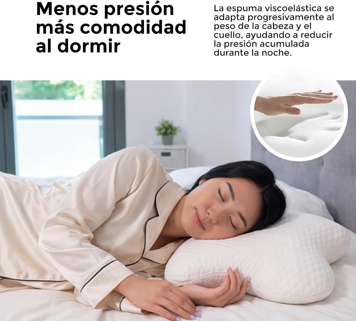 Almohada Cervical ergonómica Mariposa | para Dormir de Lado y en posición fetal | 4 Posiciones para Dormir Almohada|Espuma visco
