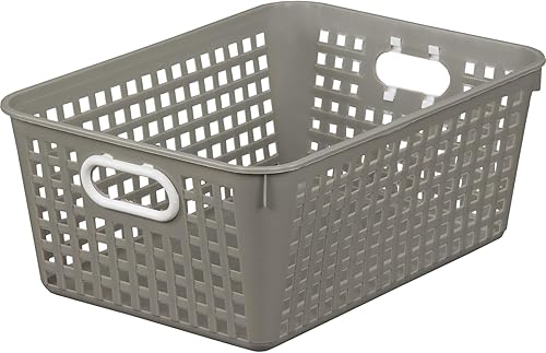 Really Good Stuff Cestas grandes de plástico para libros, 13 x 10 x 5 pulgadas, individual, guijarro, organizador de biblioteca para aula,