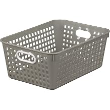 Really Good Stuff Large Plastic Book Basket, 13.25" by 10" by 5.5", Single, Pebble, Classroom Library Organizer, Toy Storage, Multi-Purpose