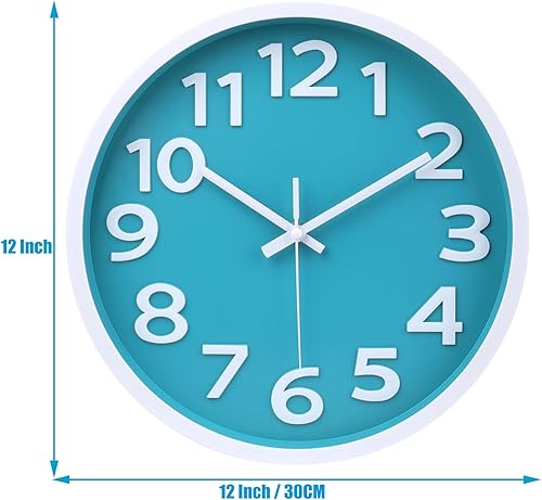 Miniatura 3 de Reloj de pared silencioso sin tictac para interiores y exteriores, funciona con pilas, reloj analógico decorativo fácil de leer, para dormitorio,