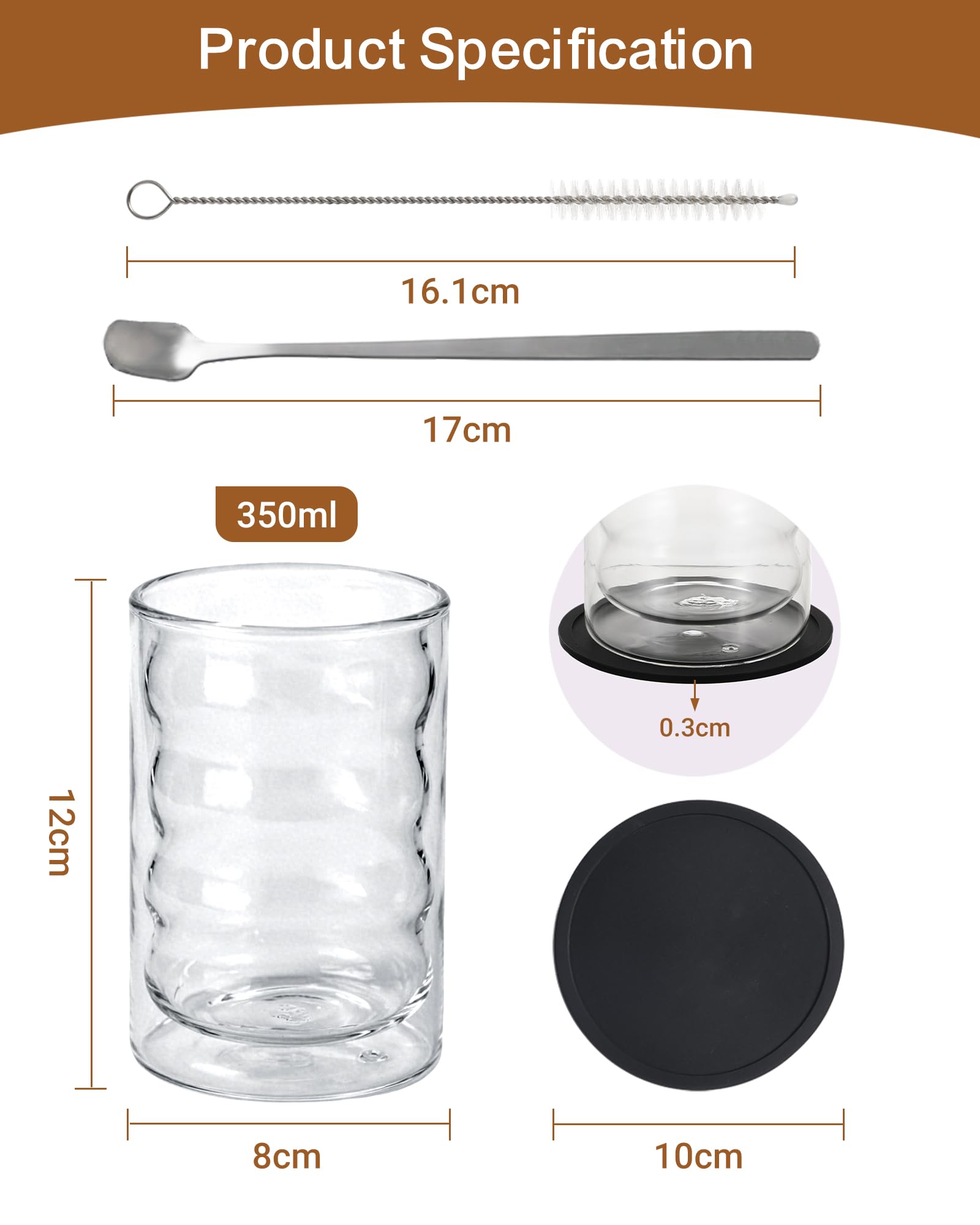 Podwójnie ścienne szklanki do kawy 350ml na latte macchiato, zestaw 2 sztuk | Odporne na gorąco i zimno, bez skraplania, wykonane ze szkła borokrzemowego, idealne do cappuccino, kawy oraz herbaty