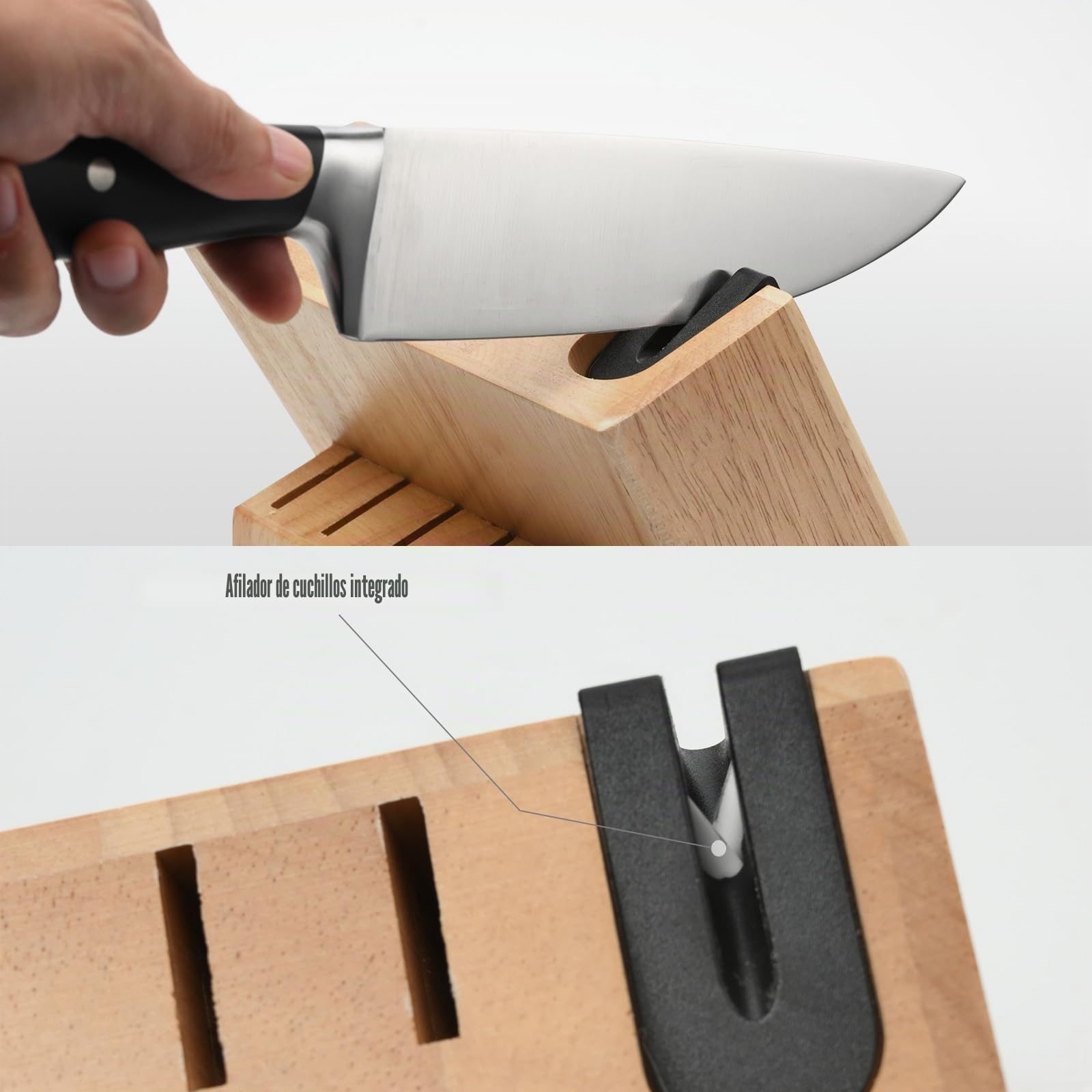 Juego de cuchillos de cocina profesional ZUNMARK – 13 piezas con bloque y afilador, juego de cuchillos chef ultraafilados, ideal para particulares y profesionales, diseño negro elegante