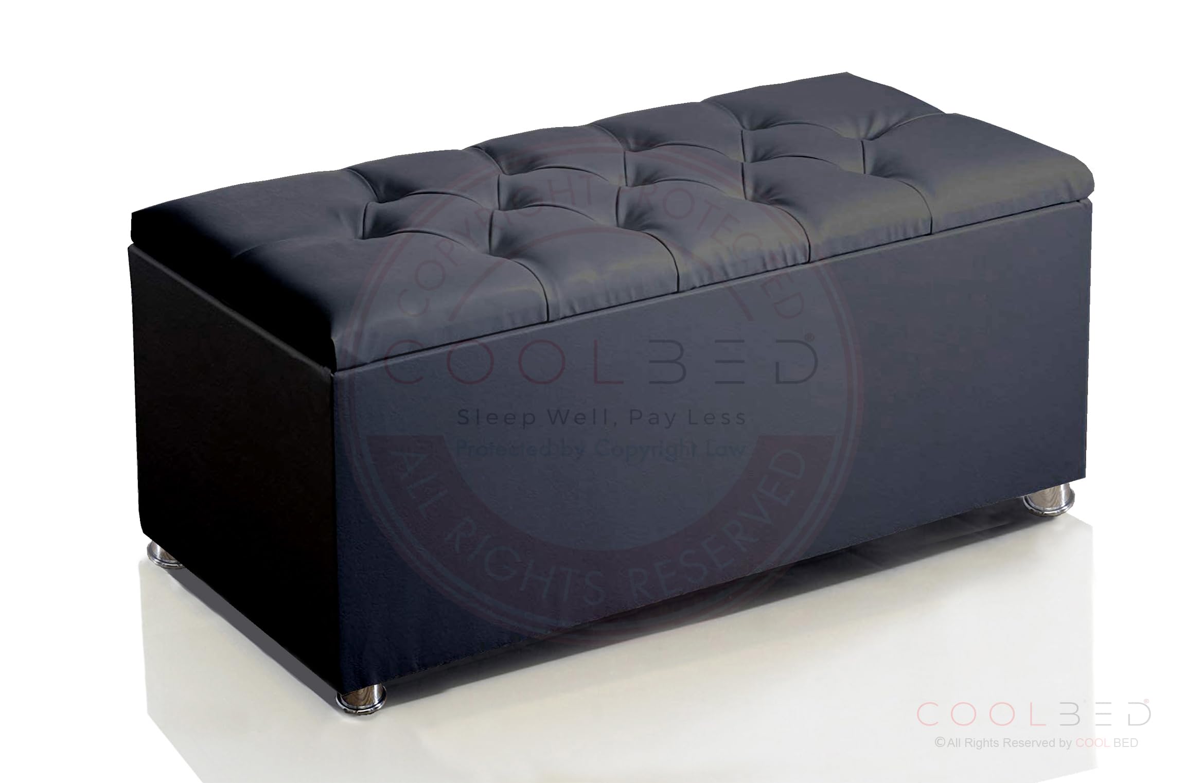 COOL BED Black Faux Leather Chesterfield Large Ottoman Storage Box Storage Bench Seat Stool Footstool Blanket Toy Boxes