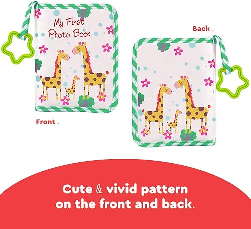 Miniatura 6 de Álbum de fotos de bebé, verde, 4 x 6 pulgadas, cubierta de tela suave, para fotos de 4 x 6 pulgadas