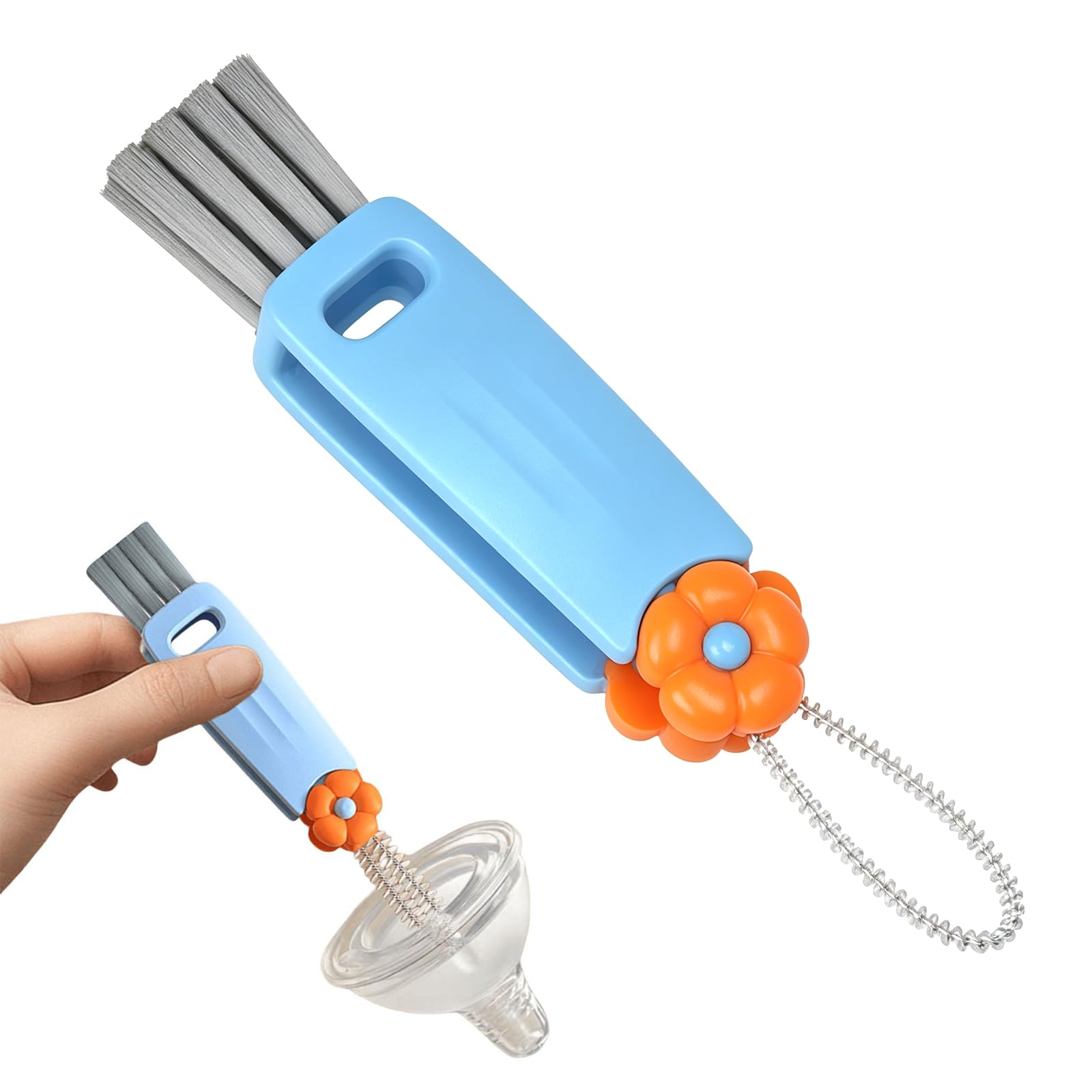 Thrivemart Blue 3 In 1 Cup Lid Gap Cleaning Brush, Multifunctional Bottle Cup Lid Gap Cleaner, Home Kitchen Crevice Cleaning Brush Tools (Blue)