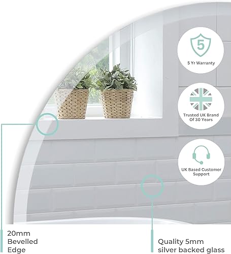 Miniatura 4 de Neue Design Espejo de baño circular para montar en la pared (24 x 24 pulgadas), redondo, sin marco con bordes biselados para tocador de baño