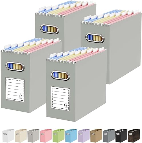 Vista 46 de Caja organizadora de archivos de cartón Oterri para carpetas de archivos colgantes tamaño carta, caja de archivos para escritorio de computadora