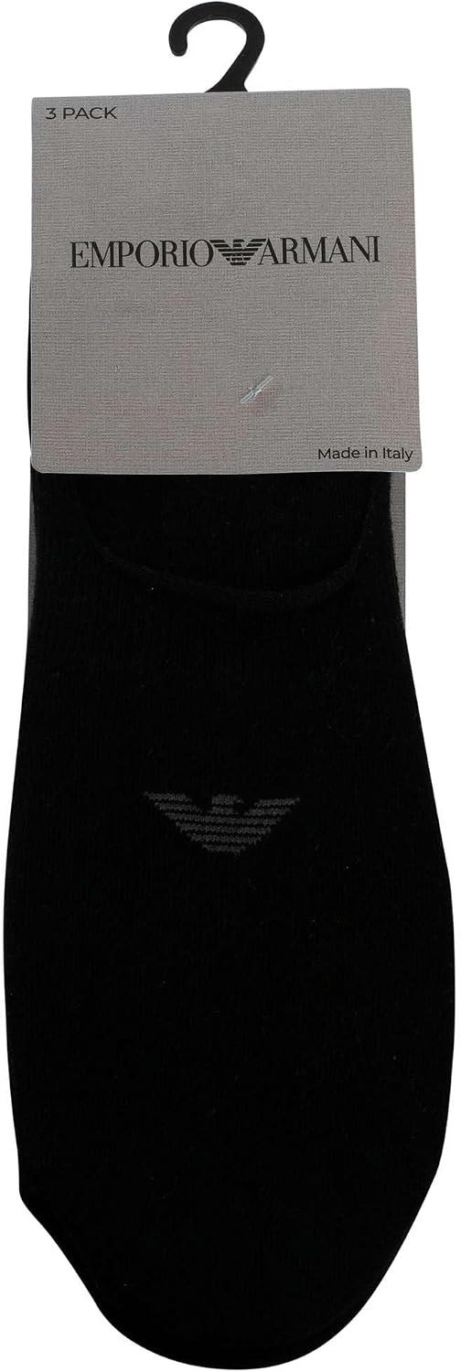 Emporio Armani Men's 3 Pack Footie Socks, Black, Large-X-Large