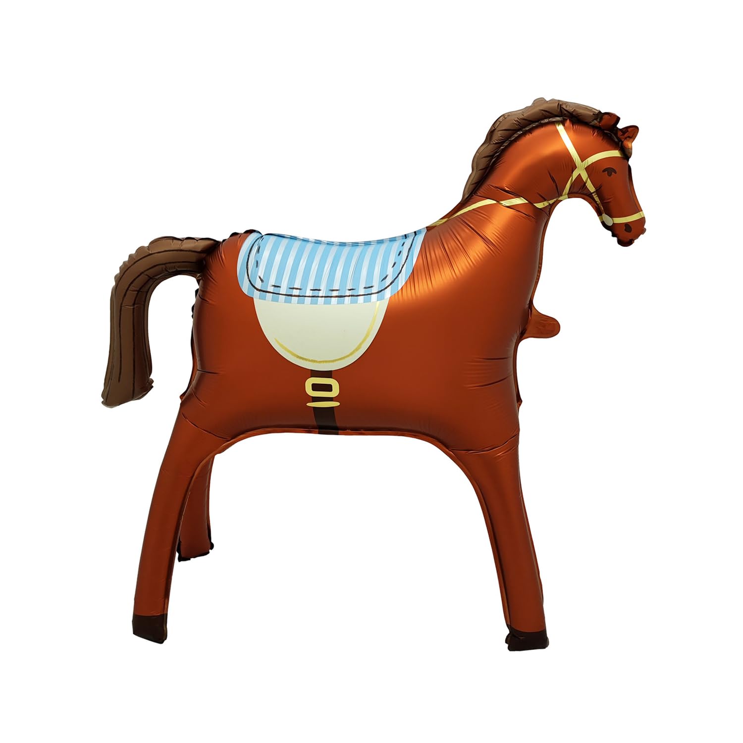 Large Standing Animal Foil Balloon,35x30 Inch Self Standing Horse Balloon,Rodeo or Farm Party,Perfect Decoration for Year of The Horse 2026 Western Cowboy Birthday Baby Shower Supplies (Brown)