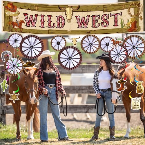 Roues de chariot et éventails cowboy | Décorations Wild West - 5
