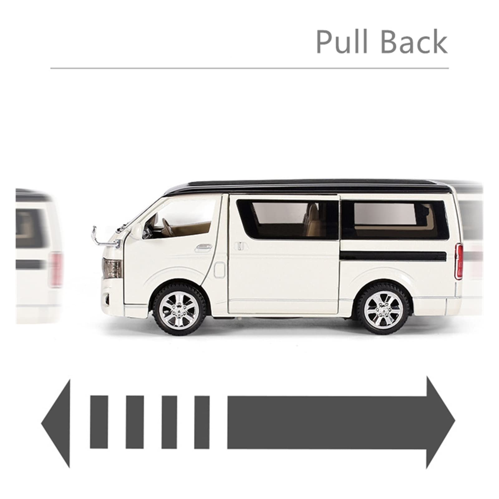 Modèle Voiture Toyota Hiace 1:32 - Alliage - Portes Ouvrantes - Avec Son Et Lumière - Cadeau Collection - 11
