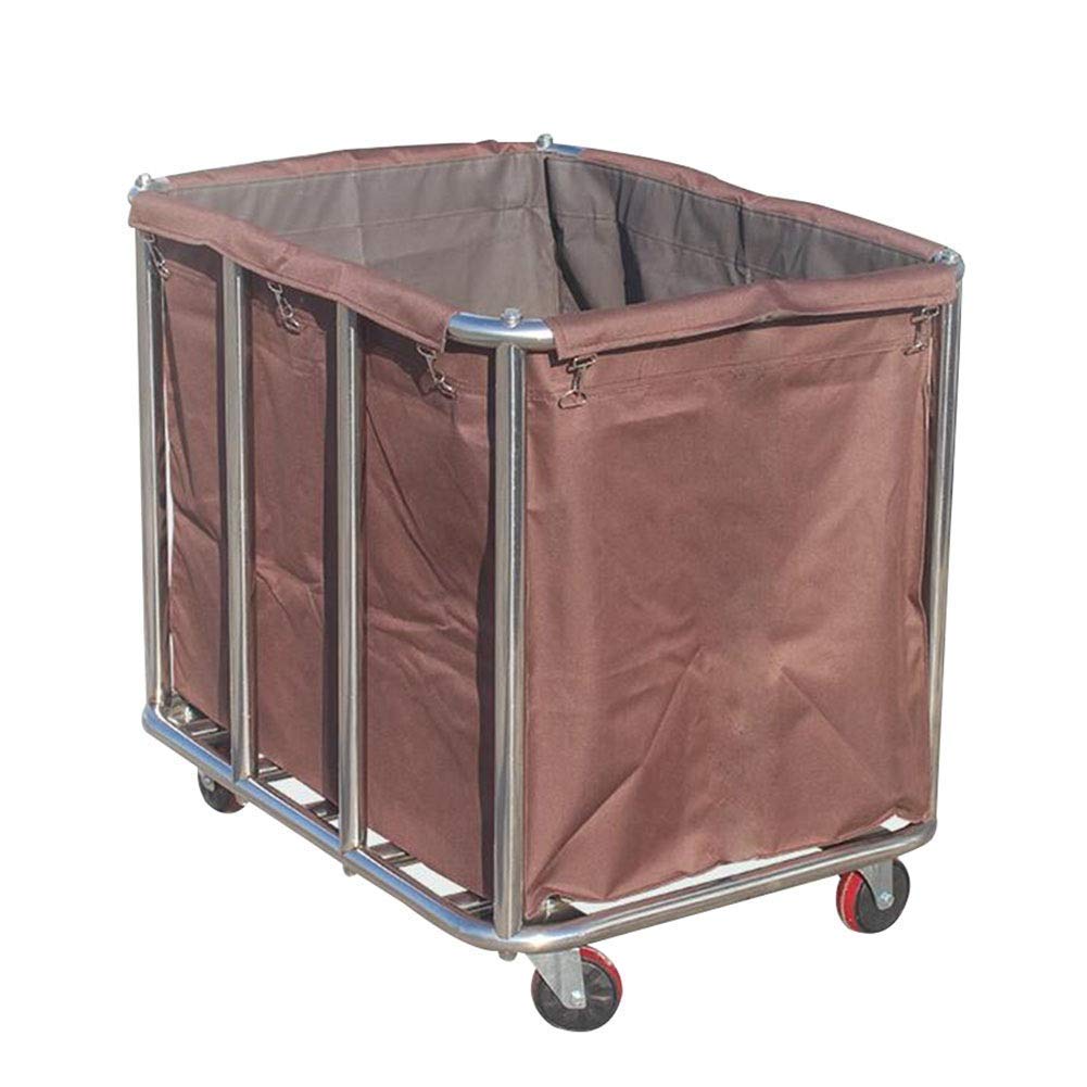 Serving Trolley Cart Service Car High Capacity Stainless Steel Wear Resistant Hotel Cleaning Cart 4-Inch Rubber Wheel,
