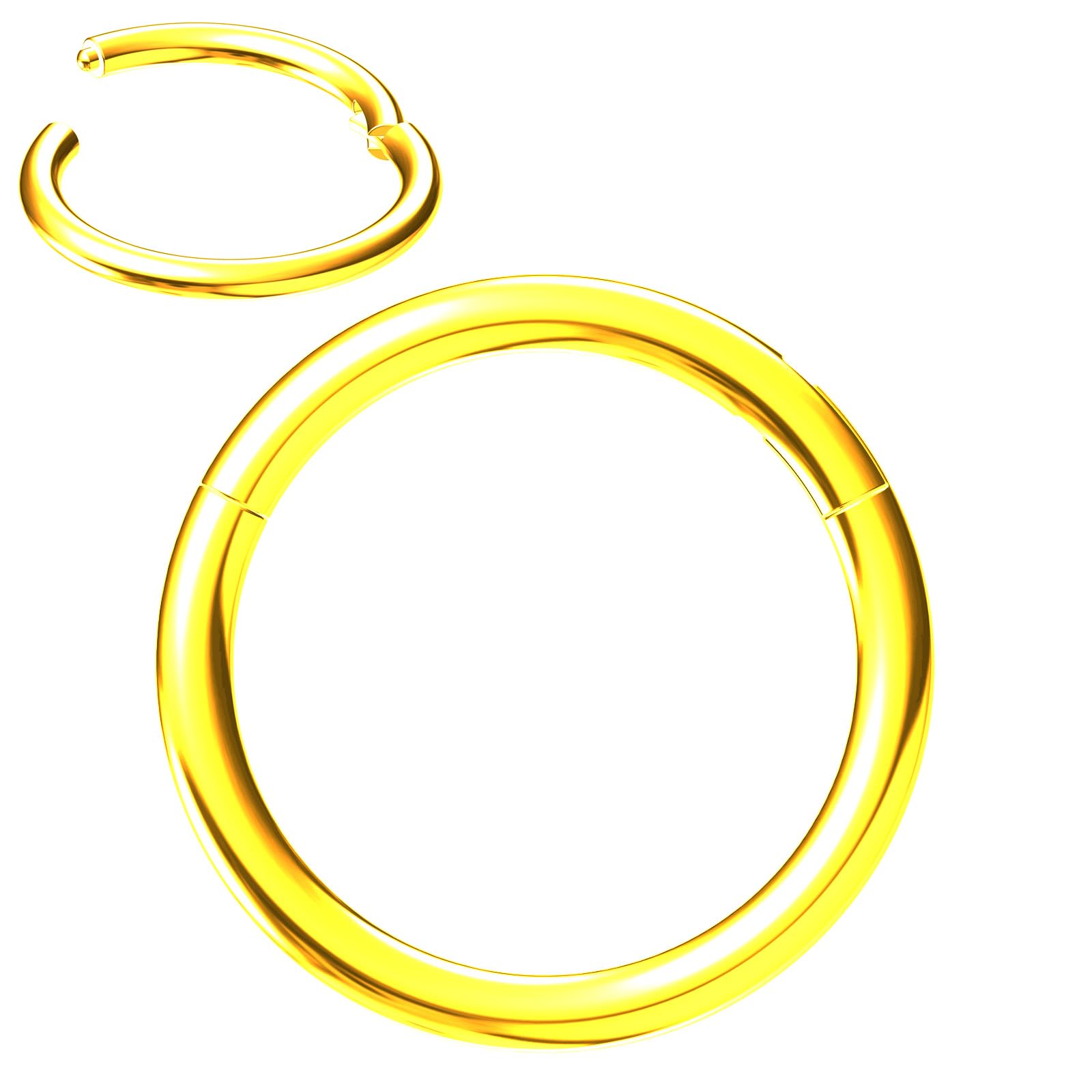 Titanium 22G/20G/18G/16G/14G Nose Ring Hoop, Gold Plated Titanium Clicker Sleeper Earring Piercing — view 9
