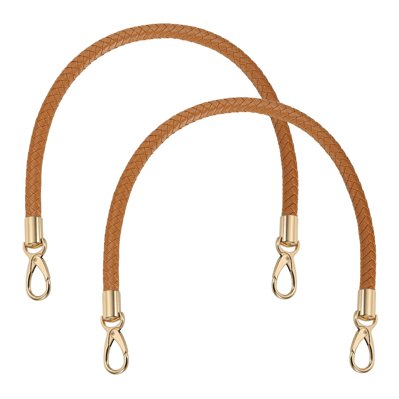 sourcing map 2 Pcs Braided Purse Strap, 21.6 Inch PU Leather Purse Strap Handle Replacement for Handbag Tote Underarm Bag Making (Yellow-Brown) — image 1