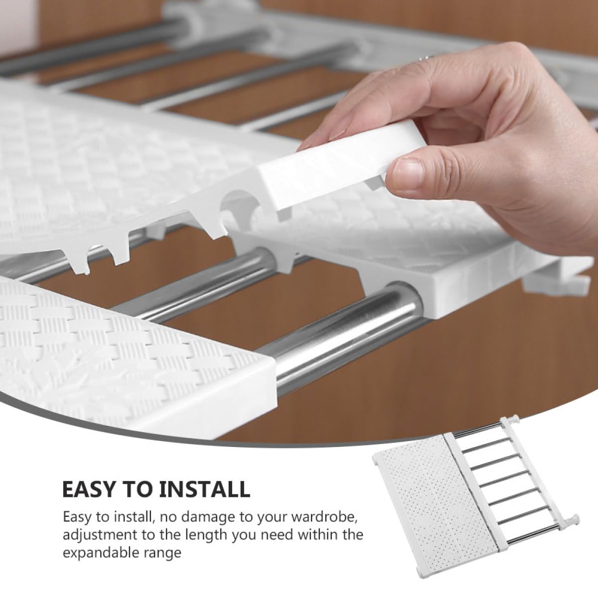 Separador de estante ajustable para armario, extensible de 33 a 53 cm, para ropa y zapatos, separador de armario blanco para el hogar y el armario