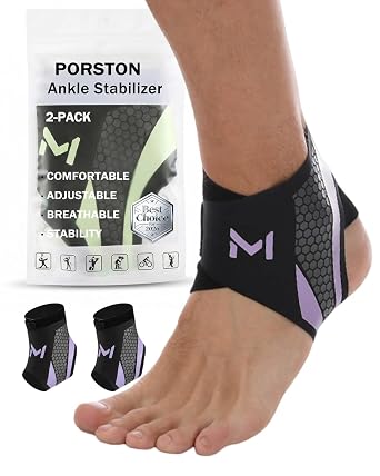 2-Pack Ankle Brace for Men & Women,Adjustable Lace up Ankles Sock,Basketball Ankle Stabilizer with Straps,Orthopedic Compression Sleeve for Plantar Fasciitis Relief,Tendonitis,SprainedPurple