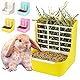 MINGZE Hay Lebensmittel Bin für Kaninchen, Chinchillas, Große Meerschweinchen, Hängendes Heu und Futter 2-in-1-Zuführung (Gelb)