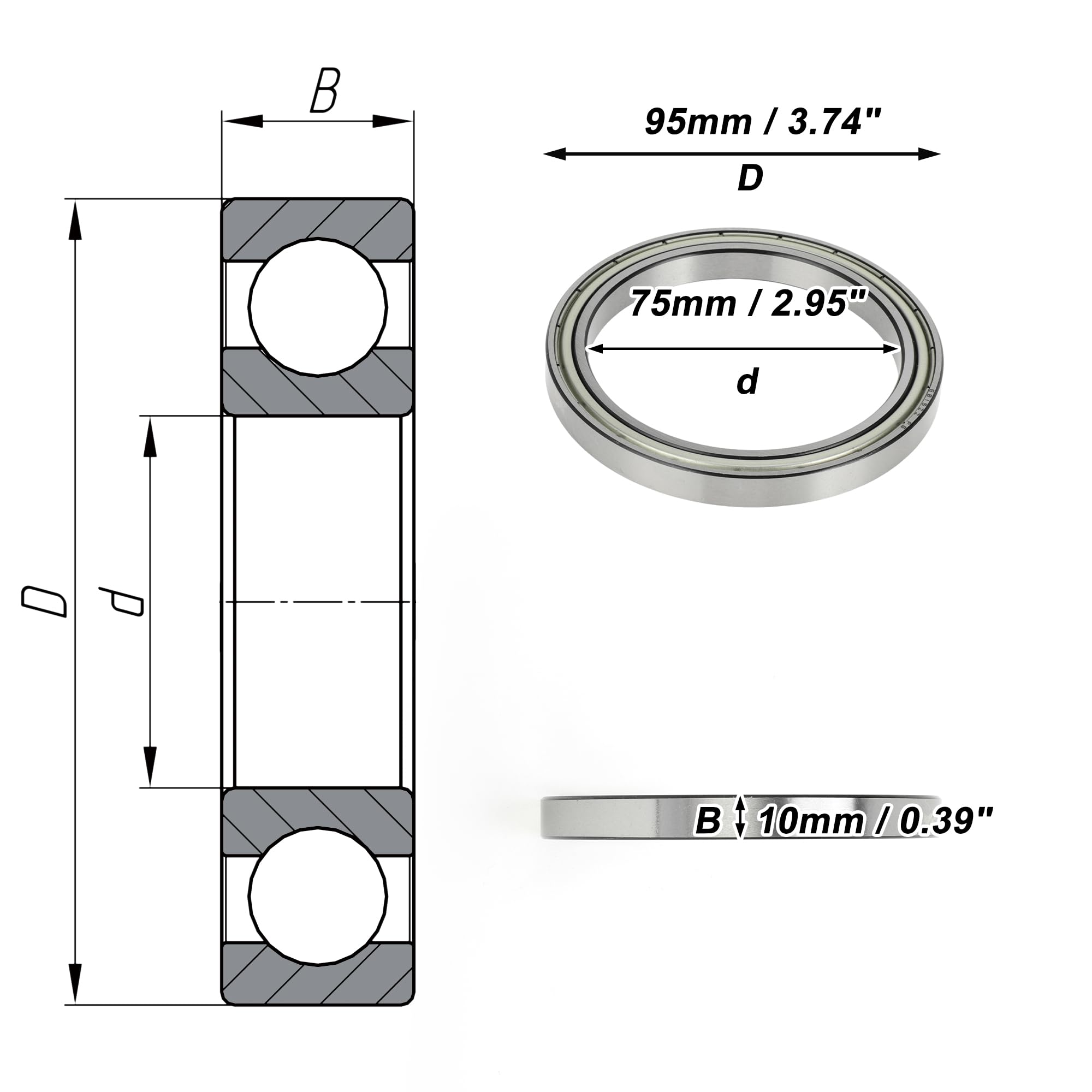 A ABSOPRO Roulements À Gorge Profonde 6815ZZ 1pc Pour Roue De Trottinette