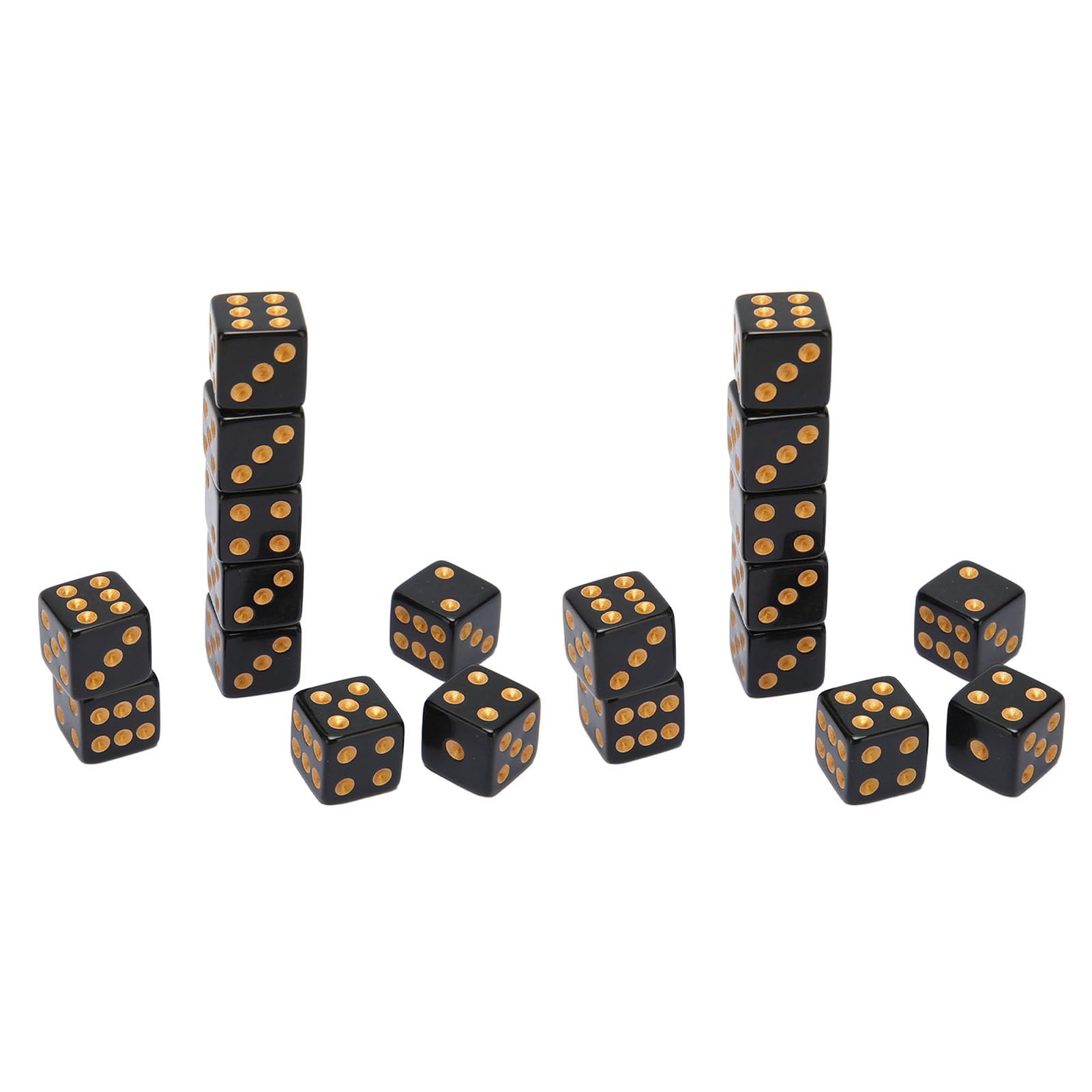 plplaaoo 20PCS Black Dice 6 Sided Plastic Dice Set for Board Games Math Teaching Parties Durable Lightweight Portable Tabletop Gaming Accessories (Straight Angle) - Image 3