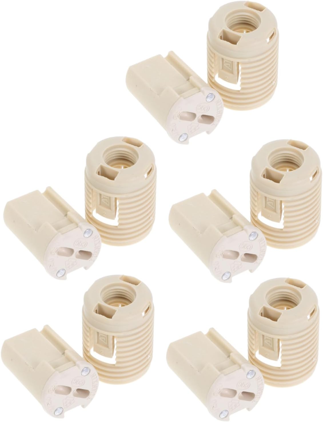 5pcs G9 Ceramic Lamp Holder with M10 Threaded Base for Halogen Led Bulbs, Porcelain Light Socket Adapter for DIY Home Lighting and Ceiling Fixture Replacement