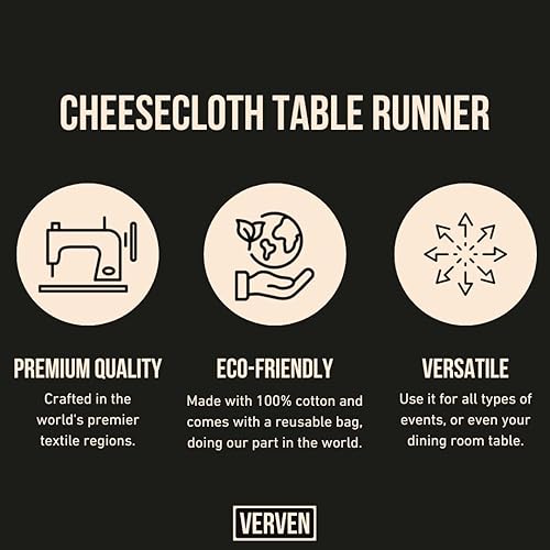 Miniatura 7 de Camino de mesa de gasa blanca  Camino de gasa de 10 pies para decoración de mesa de comedor, bodas y eventos, 100% algodón, ecológico y de alta