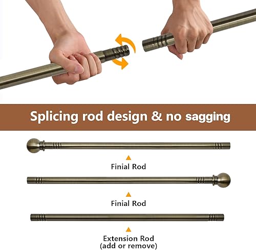 Miniatura 4 de Barras de cortina para ventanas de 28 a 48 pulgadas, juego de barras de cortina blancas con soportes, barras de cortina ajustables decorativas para