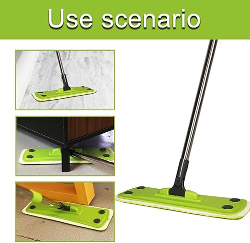 Miniatura 5 de Trapeador de microfibra con 5 papeles para polvo + 2 almohadillas lavables, limpieza de suelos multisuperficie para húmedo, seco y polvo, mango