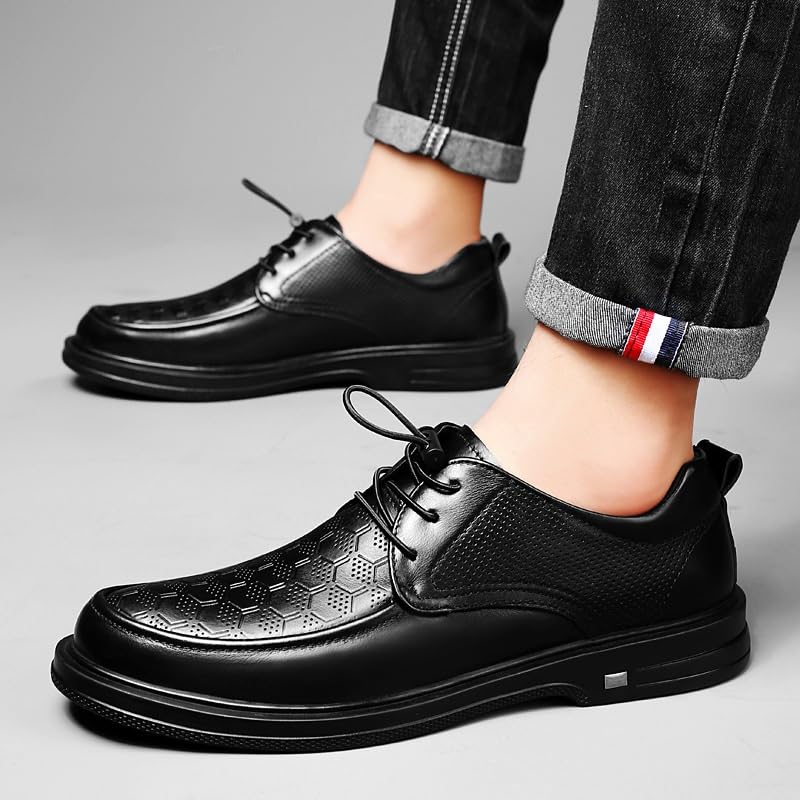 Men's Fashion Round-Toe Derby Dress Shoes Mens Office Party Footwear Lace-up Tuxedo Shoes3
