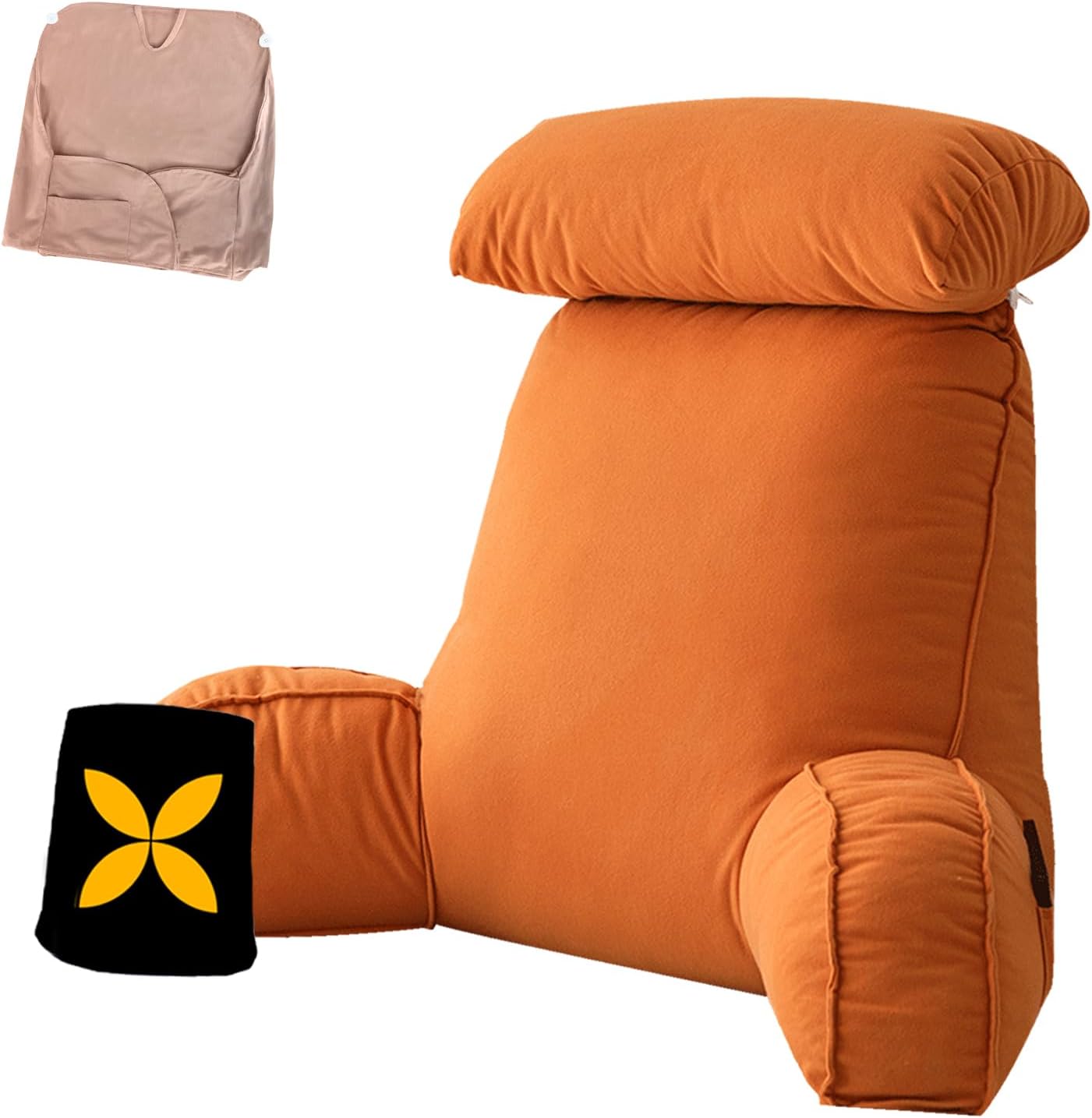 Reading Pillow for Bed, Reading Cushion for Bed, Back Support with Support Arm, Detachable Backrest Pillow, Cuddle Cushion for Adults for Reading Relaxing Watching TV 75 * 40 * 50CM