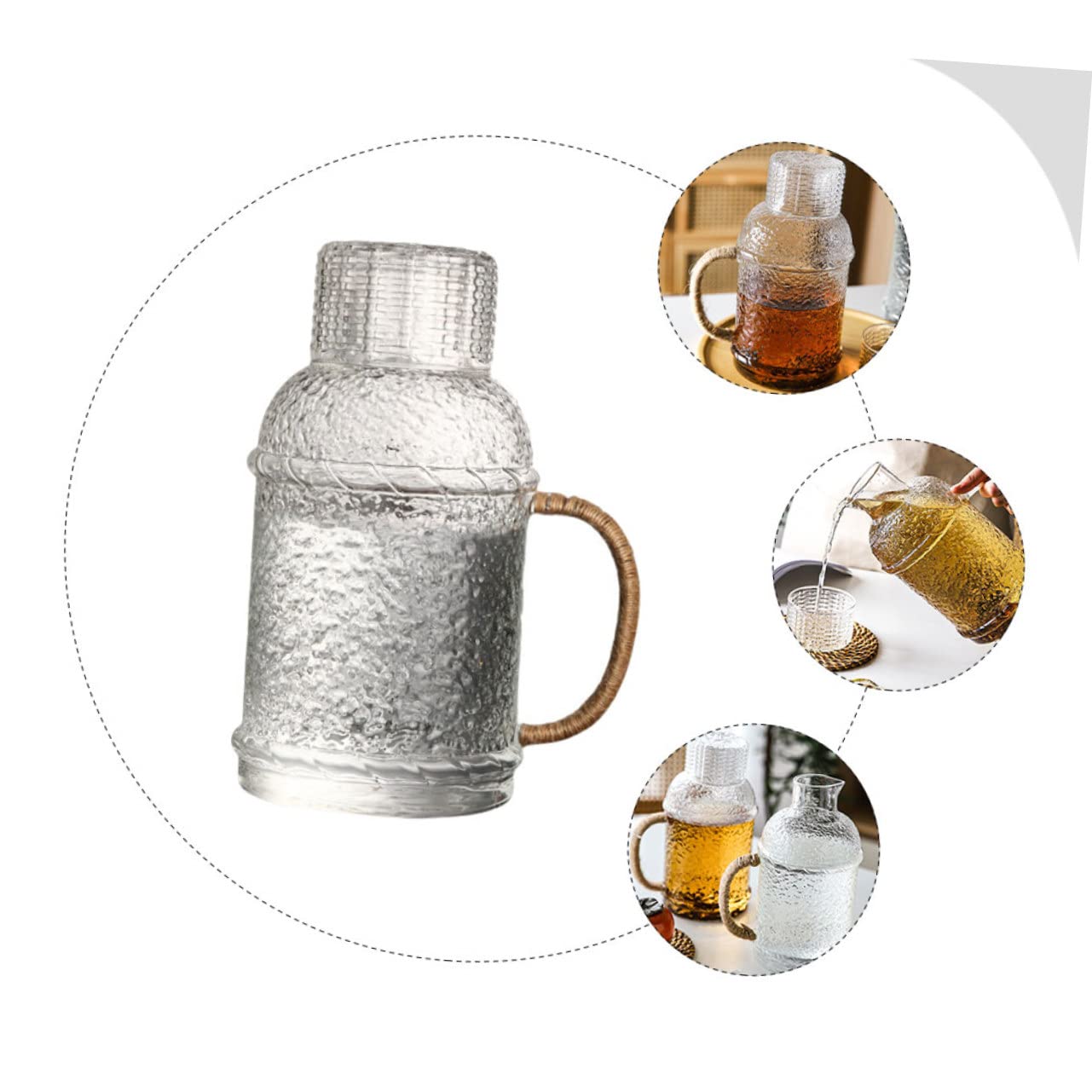 ULTECHNOVO Jarra De Agua De Vidrio Hervidor Tapa Jarra De Agua Para Cocina y Bebidas