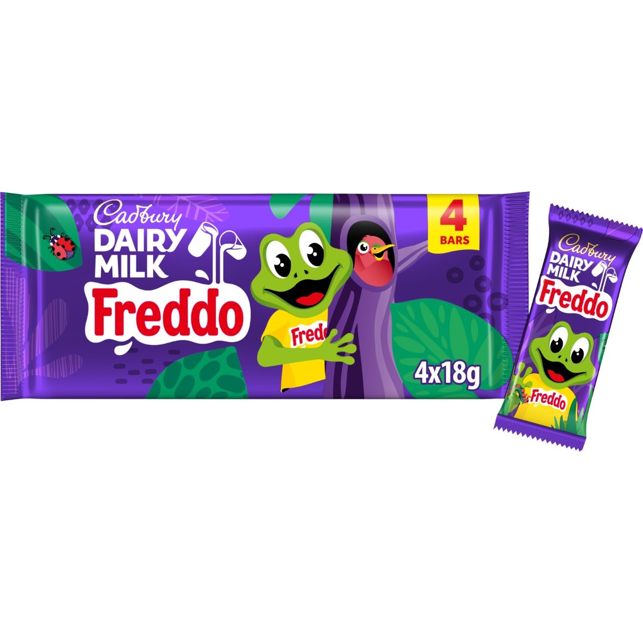 Cadbury Dairy Milk Freddo Frog Chocolate Bar, Bitesize Treats, 4 x 18 g (Pack of 1)